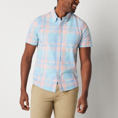 St. John's Bay Stretch No Tuck Mens Slim Fit Short Sleeve ButtonDown Shirt, Color Texture