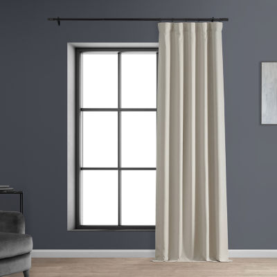 Exclusive Fabrics & Furnishing Faux Linen Hotel Blackout Rod Pocket Back Tab Single Curtain Panel