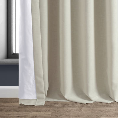 Exclusive Fabrics & Furnishing Faux Linen Hotel Blackout Rod Pocket Back Tab Single Curtain Panel