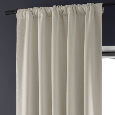 Exclusive Fabrics & Furnishing Faux Linen Hotel Blackout Rod Pocket Back Tab Single Curtain Panel