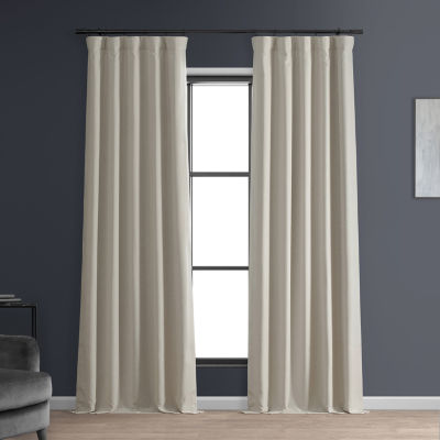 Exclusive Fabrics & Furnishing Faux Linen Hotel Blackout Rod Pocket Back Tab Single Curtain Panel