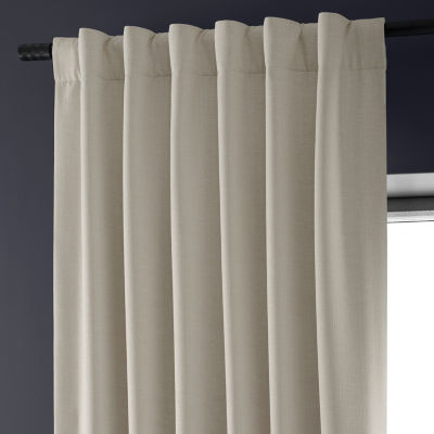 Exclusive Fabrics & Furnishing Faux Linen Hotel Blackout Rod Pocket Back Tab Single Curtain Panel