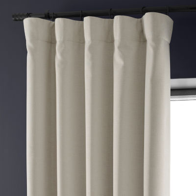 Exclusive Fabrics & Furnishing Faux Linen Hotel Blackout Rod Pocket Back Tab Single Curtain Panel