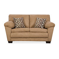 Savannah Pad-Arm Upholstered Loveseat, One Size, Beige