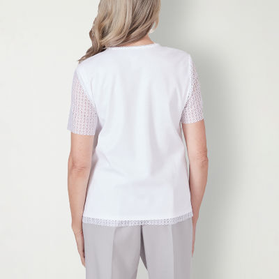 Alfred Dunner Charleston Womens V Neck Short Sleeve T-Shirt