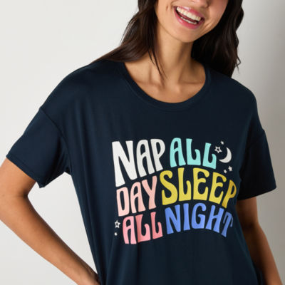 Sleep Chic Womens Short Sleeve Crew Neck Nightshirt