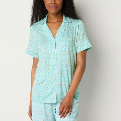 Liz Claiborne Cool and Calm Womens Short Sleeve Pajama Top