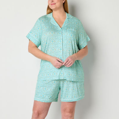 Liz Claiborne Cool and Calm Womens Plus Short Sleeve Pajama Top