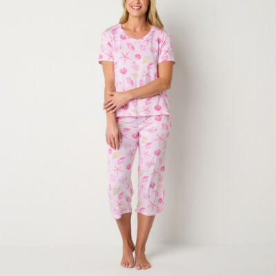 Jaclyn Womens 2-pc. Crew Neck Short Sleeve Capri Pajama Set - JCPenney