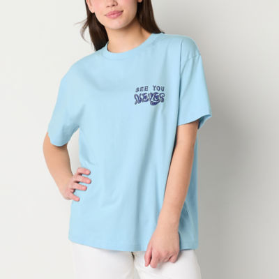 Skinnydip London Juniors See You Never Oversized Womens Round Neck Short Sleeve Graphic T-Shirt