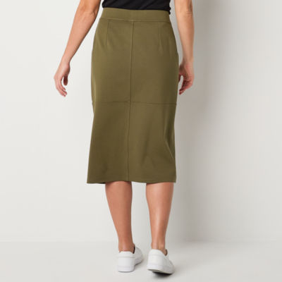 Liz Claiborne Womens Mid Rise Midi Pencil Skirt