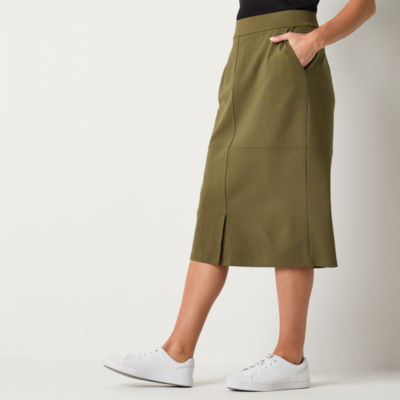 Liz Claiborne Womens Mid Rise Midi Pencil Skirt