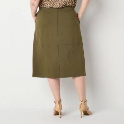 Liz Claiborne Womens Mid Rise Midi Pencil Skirt-Plus