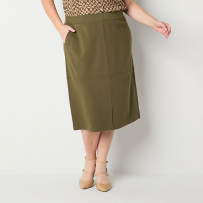 Liz Claiborne Womens Mid Rise Midi Pencil Skirt-Plus