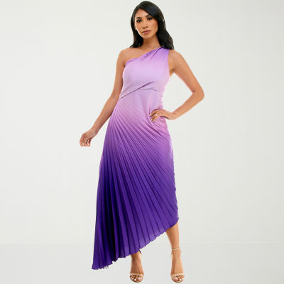 Premier Amour Satin Pleated Sleeveless Midi Fit + Flare Dress