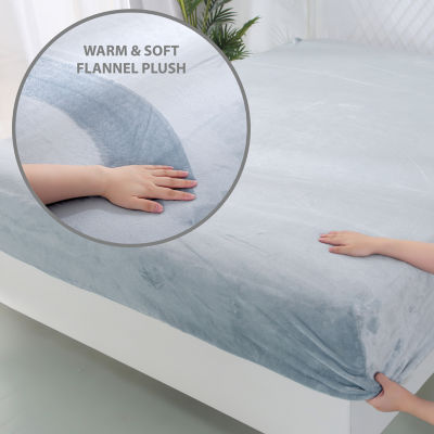 Swift Home Premium Plush Polyester Flannel Wrinkle Resistant Fitted Sheet