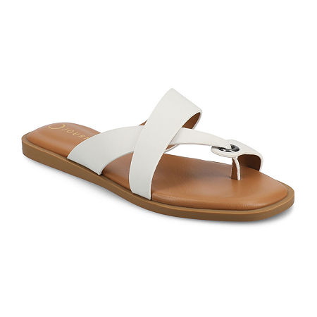 Journee Collection Womens Prizzie Slide Sandals, 9 Medium, Beige