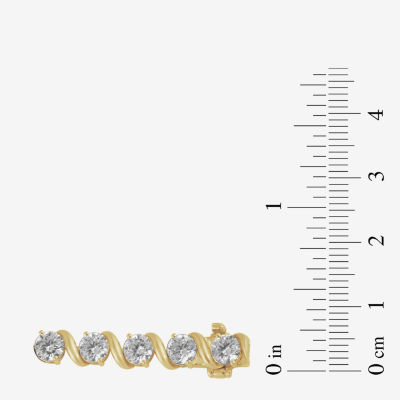 (G/Si2) Womens 10 Ct.T.W. Lab Grown White Diamond 10K Gold Round 7.25 Inch Tennis Bracelet