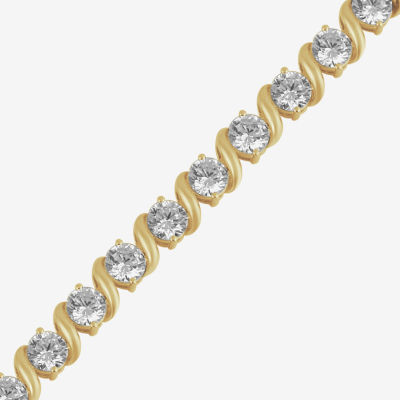 (G/Si2) Womens 10 Ct.T.W. Lab Grown White Diamond 10K Gold Round 7.25 Inch Tennis Bracelet