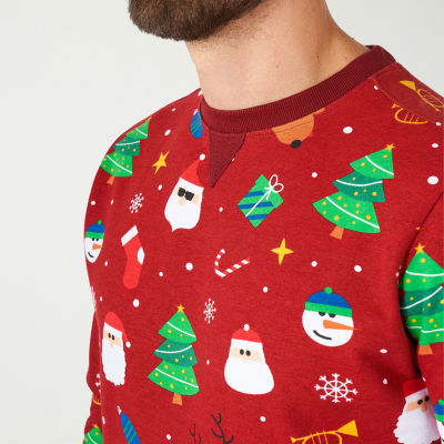 Novelty Mens Crew Neck Long Sleeve Graphic T-Shirt