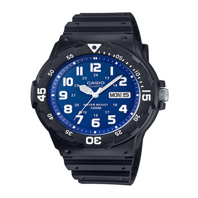 Casio® Mens Black & Blue Resin Digital Strap Sport Watch MWR200H-2B2V