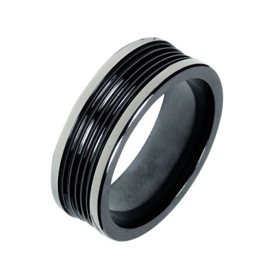 Mens 8mm Black Titanium Wedding Band