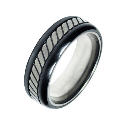 Mens 8mm Two-Tone Titanium Wedding Band