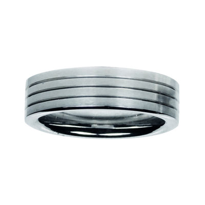 Mens 7mm Groove Cobalt Wedding Band 