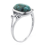 Silver Treasures Enhanced Turquoise Sterling Silver Oval Cocktail Ring