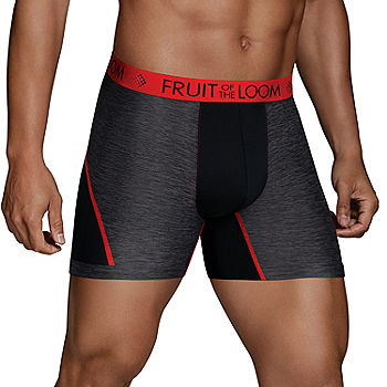 Fruit of the Loom Mens 3 Pack Boxer Briefs, Color: Black Red