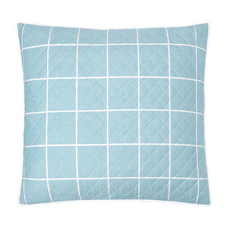 Fieldcrest Windowpane Reversible Euro Sham, One Size , Blue
