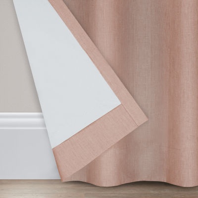 Fieldcrest Luxury Alden Linen Rod Pocket Back Tab Energy Saving 100% Blackout Single Curtain Panel