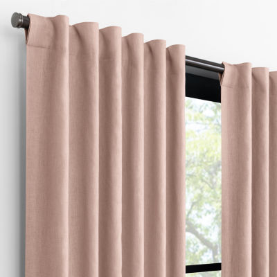Fieldcrest Luxury Alden Linen Rod Pocket Back Tab Energy Saving 100% Blackout Single Curtain Panel