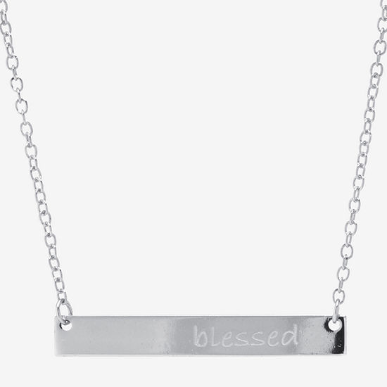 Silver Treasures Blessed Sterling Silver 16 Inch Cable Bar Pendant Necklace