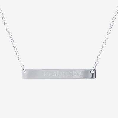 Silver Treasures Womens Sterling Silver Bar 16 Inch Pendant Necklace