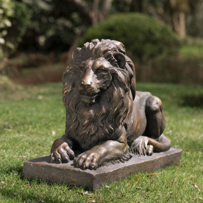 Glitzhome 21.75" Mgo Lying Guardian Lion Figurine