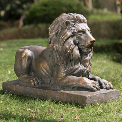 Glitzhome 21.75" Mgo Lying Guardian Lion Figurine