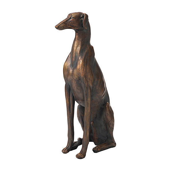 Glitzhome 30.25"H Mgo Sitting Greyhound Dog Figurine