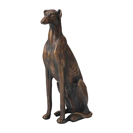 Glitzhome 30.25H Mgo Sitting Greyhound Dog Figurine, One Size, Brown