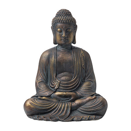 Glitzhome 22.75H Mgo Meditating Buddha Figurine, One Size, Brown