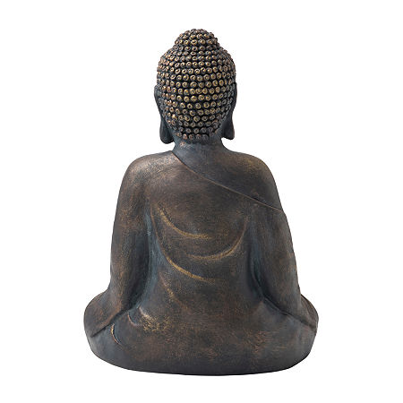 Glitzhome 19H Mgo Meditating Buddha Figurine, One Size, Brown