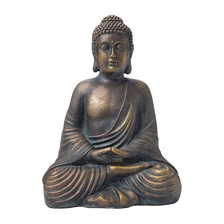 Glitzhome 19H Mgo Meditating Buddha Figurine, One Size, Brown