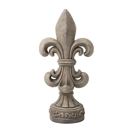 Glitzhome 27.25H Mgo Fleur De Lis Garden Figurine, One Size, Gray