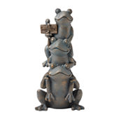 Glitzhome 14.25H Bronze Mgo Yoga Frog Figurine, Color: Gray