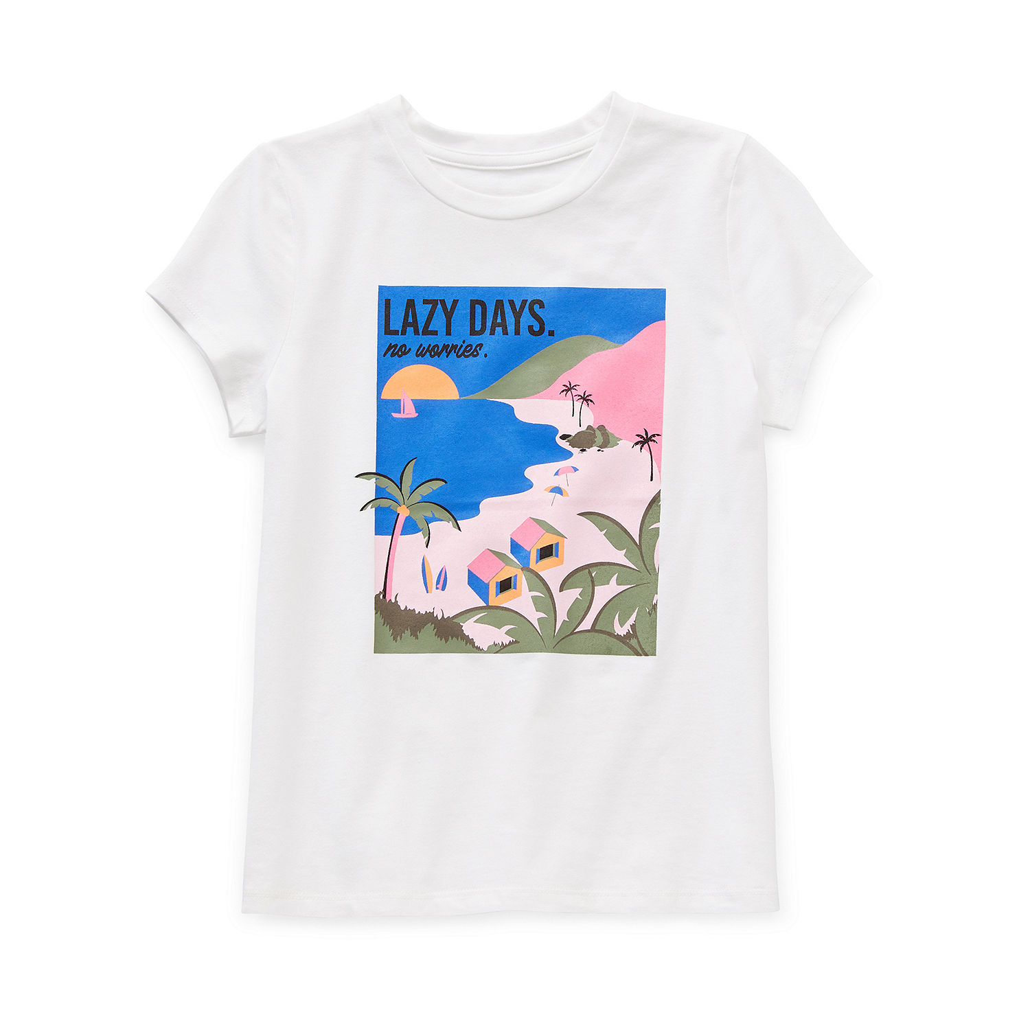 Thereabouts Little & Big Girls Round Neck Short Sleeve Graphic T-Shirt ...