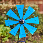 Glitzhome 44"H Metal Blue Wind Spinner Yard Stake