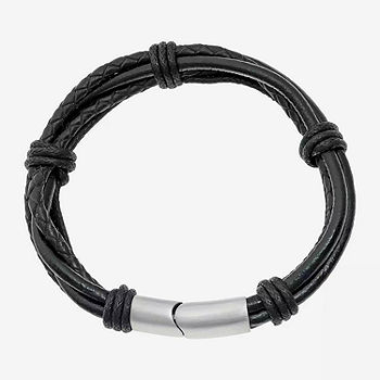 Magnetic Leather Bracelet Black