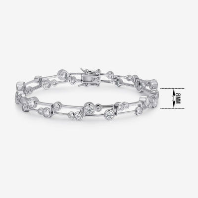 Sterling Silver Cubic Zirconia Round Link Bracelet