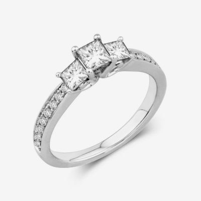 1 CT.T.W. Natural Diamond 14K White Gold Princess-Cut Ring