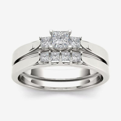 1/2 CT.T.W. Natural Diamond 14K White Gold Bridal Set